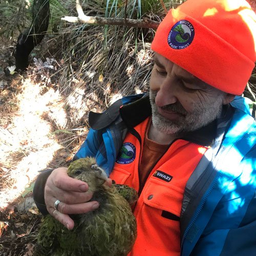 Edward helped with some fieldwork while on the island. Credit Andrew Digby, Department of Conservation.