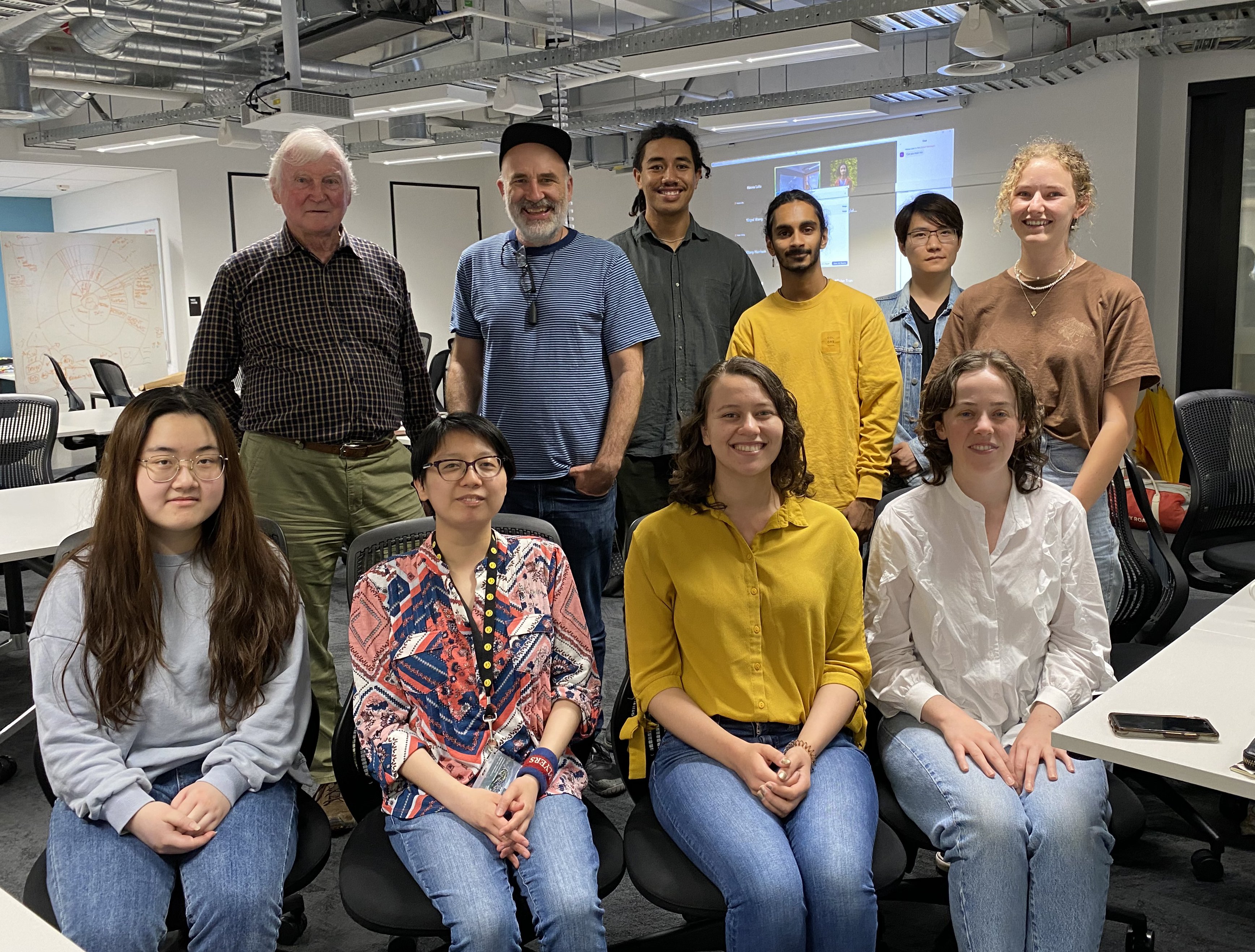 Ian Armitage (back left) with Edward, tutor Petone Groom and user experience design students. Other students were present online.