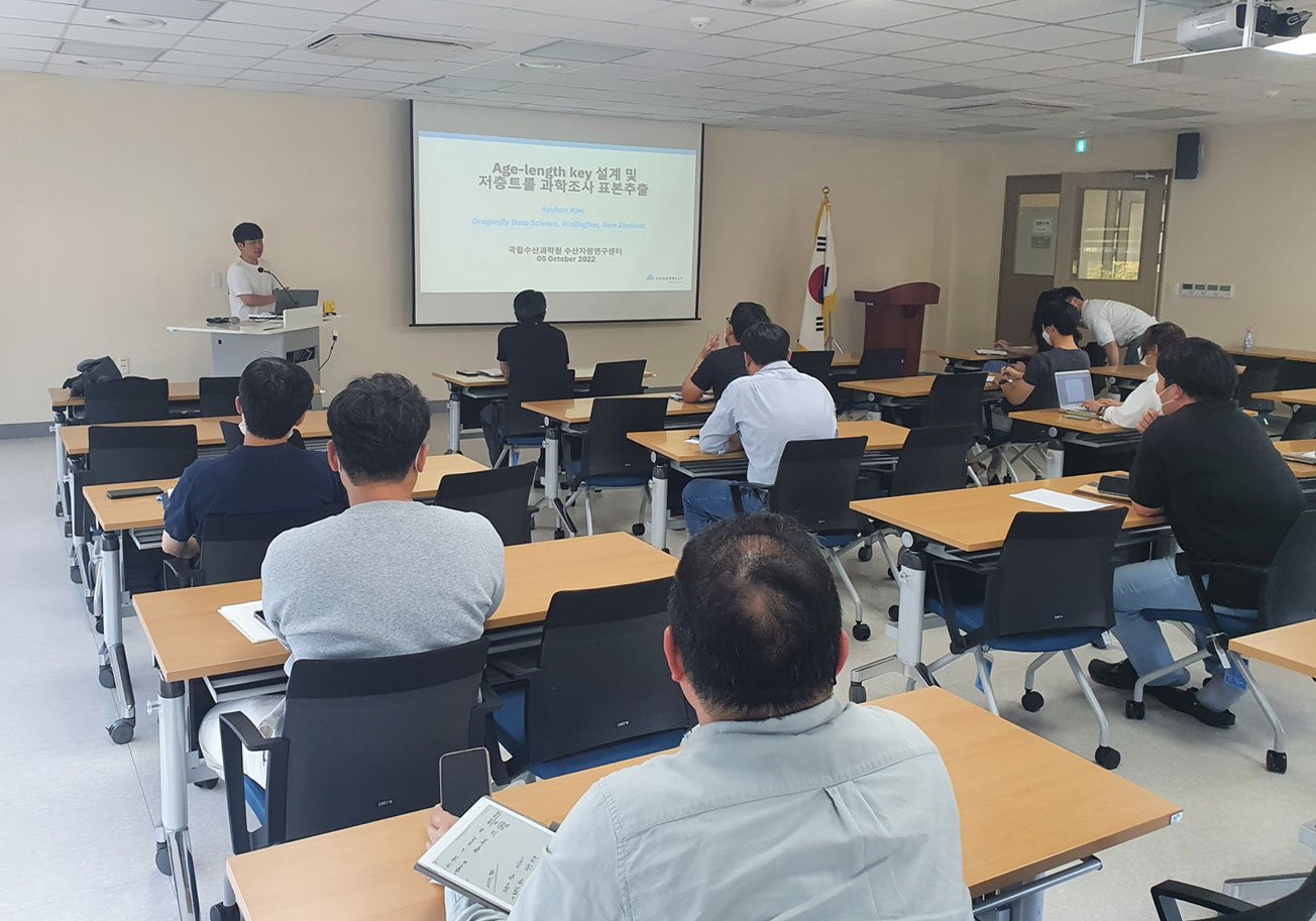 Kyuhan presenting a talk at the National Institute of Fisheries Science.