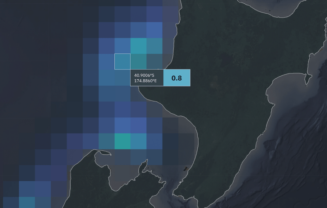 The forecast catch per unit effort of Jack Mackerel on the North Island west coast.